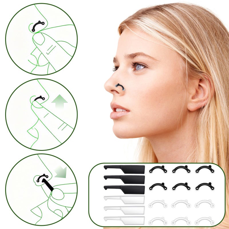 LXUEJIE 6Pairs Nose Lifter, Nose Shaper, Noses Up Lifting Shaping Clip, Noses Job Insert for Rhinoplasty Shaping, No Pain Invisible Shaper Tool Straightening Beauty Kit Women Men (Black + Transparent) - Image 3