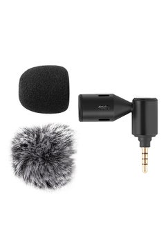 Mini Plug-in Smartphone Microphone Mobile Phone Mic Cardioid Pickup 3.5mm TRRS Plug 90° Angle Adjustable with 2pcs Windscreen for Smartphone Live Streaming Vlog Online Singing