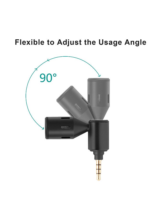 Generic - Mini Plug-in Smartphone Microphone Mobile Phone Mic Cardioid Pickup 3.5mm TRRS Plug 90° Angle Adjustable with 2pcs Windscreen for Smartphone Live Streaming Vlog Online Singing - Image 1