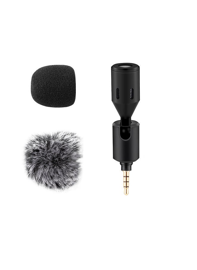 Generic - Mini Plug-in Smartphone Microphone Mobile Phone Mic Cardioid Pickup 3.5mm TRRS Plug 90° Angle Adjustable with 2pcs Windscreen for Smartphone Live Streaming Vlog Online Singing - Image 1