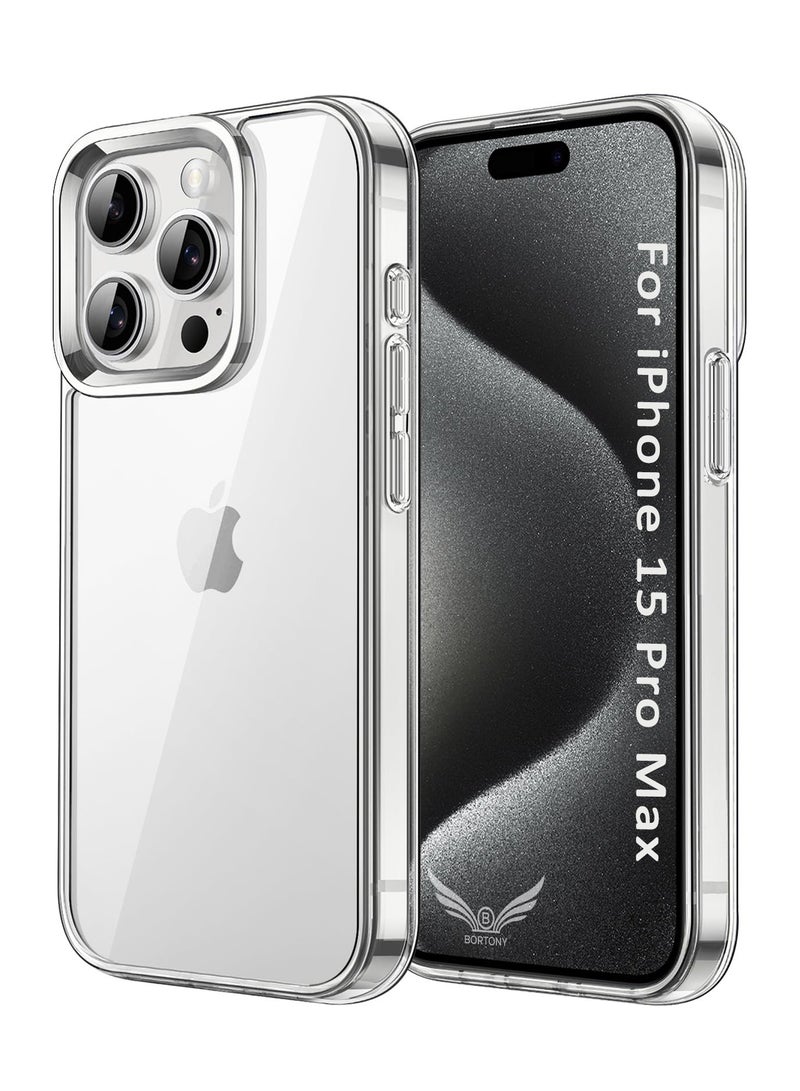 BORTONY iPhone 15 Pro Max Case 6.7 Inch Slim Soft Silicone Crystal Clear TPU Shockproof Full Body Protective Cover For Apple iPhone 15 Pro Max - Image 1