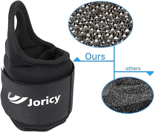 JORICY Wrist Weights with Thumb Loops Lock for Men Women Kids 2LBS Pair (1 LB Each Weight) Arm Ankle Weights Weighted Gloves for Running Walking Jogging Strength Training Gym Workout Cardio Exercises, Black - Image 2