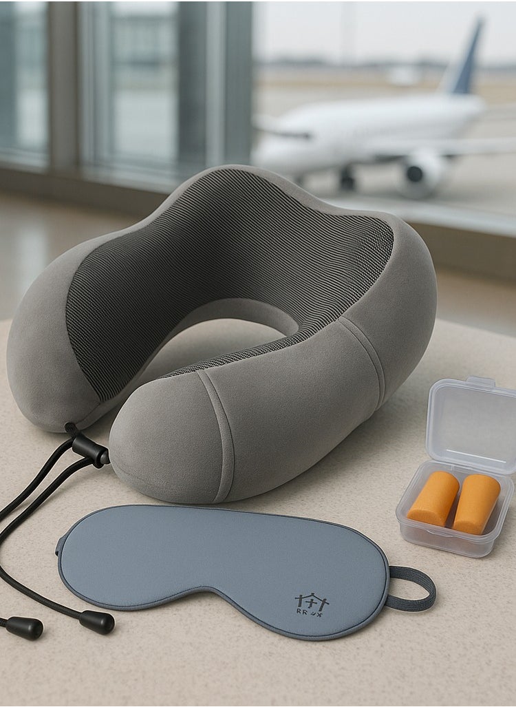 F.A.M.S - Travel Pillow Memory Foam Neck Pillow Comfort on the Go Washable U Shaped Plush Cooling Cover for Sleeping, Car, Train, Bus - Image 1