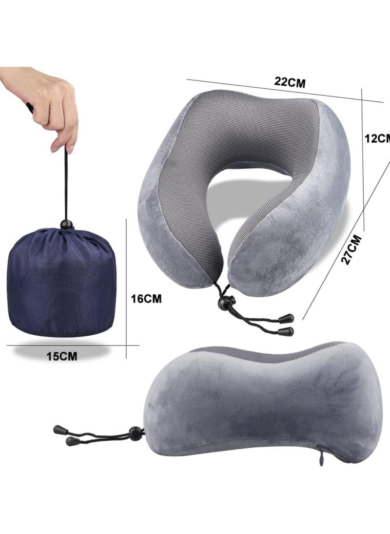 F.A.M.S - Travel Pillow Memory Foam Neck Pillow Comfort on the Go Washable U Shaped Plush Cooling Cover for Sleeping, Car, Train, Bus - Image 1
