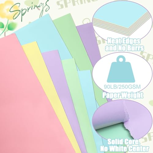 JULBEAR 30 Sheets Spring Easter Day Colored Cardstock 5 Colors 180gsm 8.5x11 Inch Assorted Cardstock for DIY Cards Scrapbook Print Paper DIY Crafts Holiday Decorations Making Office Home Supplies - Image 3
