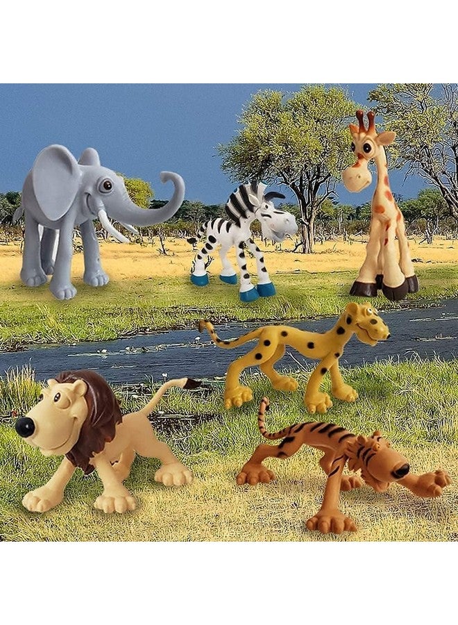 Verat 6 Pieces Safari Animals Figures Toys Loin Tigger Zebra Cheetah Elephant Giraffe Wild Jungle Animals Figurines Educational Learning Toys for Toddlers Kids Toys Figure - Image 2