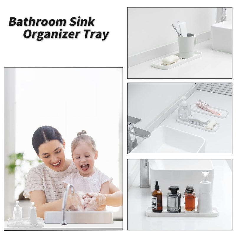 MicoYang Silicone Kitchen Sink Organizer Tray for Multiple Usage,Eco-Friendly Sponges Holder for Kitchen Bathroom Counter or Sink,Dish Soap Dispenser,Scrubber,Bottle,Cup (White, 10"Ã—5.3") - Image 4