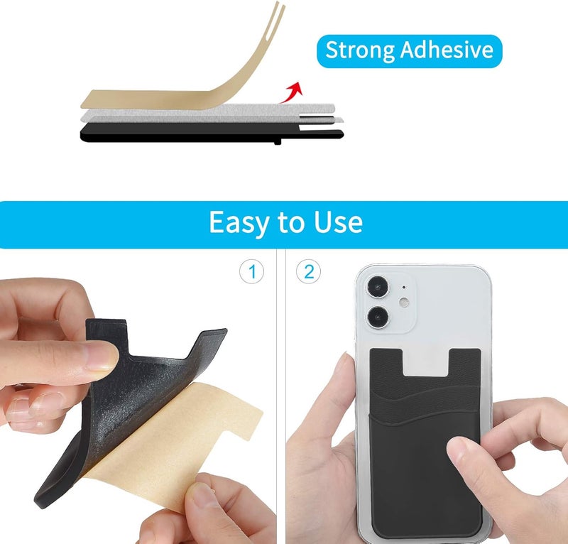 SS Phone Wallet Stick On Silicion Card Holder for Back of Phone Credit Card Suitable for iPhone Samsung Galaxy Any Smartphone (8 Pack) - Image 4
