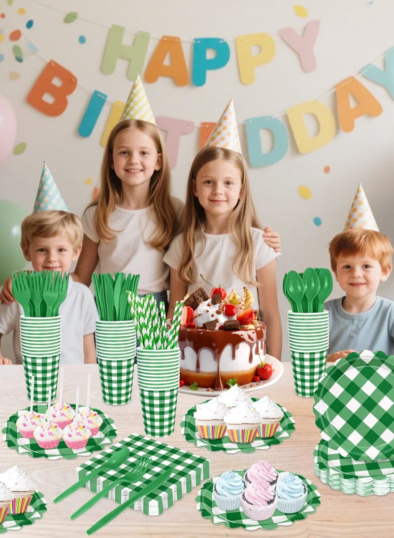 هومار كيت 200 قطعة من الورق الورق الذي يمكن التخلص منه والمناديل، 25 من مستلزمات حفلات الضيوف أدوات المائدة بما في ذلك ألواح الورق المزخرفة كوب المناديل سكين شوكة ملعقة بلاستيكية للحفلة، زفاف، - Image 5