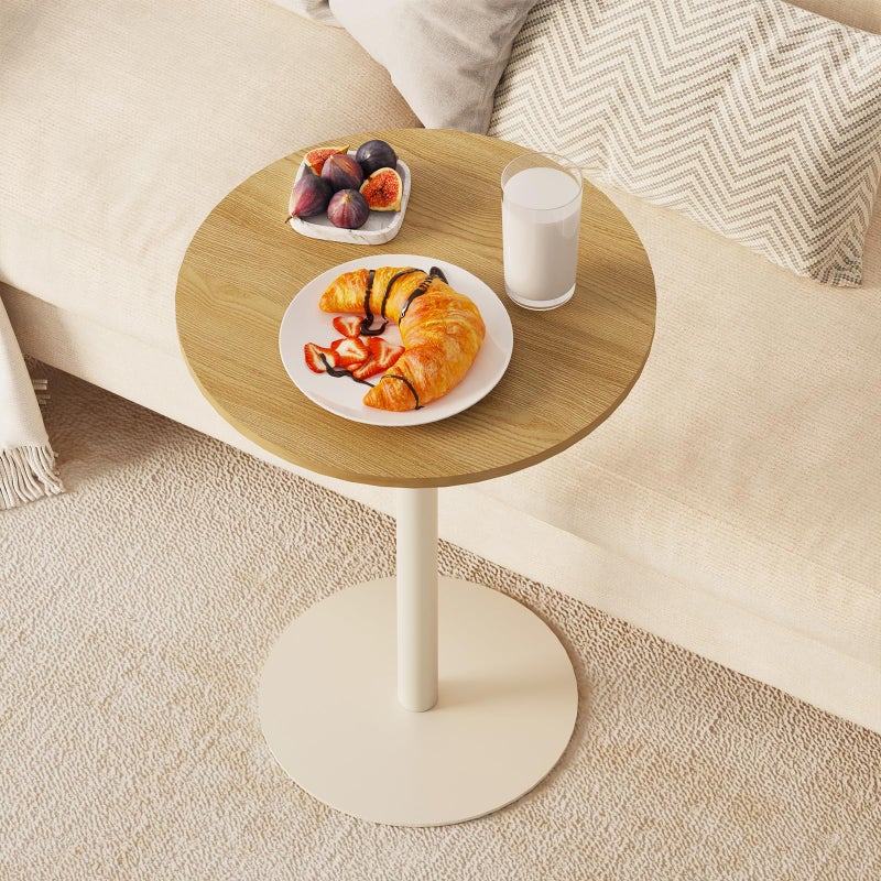 Katrawu C Shaped Round End Table, Small Side Table for Couch,Tv Trays for Eating,Snack Sofa Tray Table with Metal Leg for Living Room, Bedroom, Bedside,and Office (Rustic Oak) - Image 2
