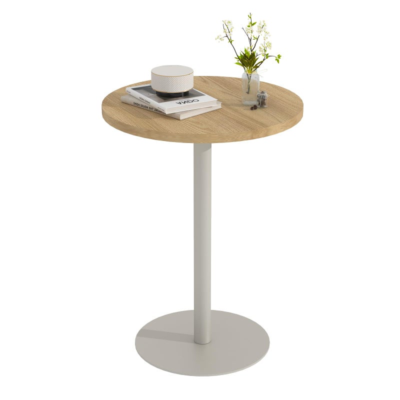 Katrawu C Shaped Round End Table, Small Side Table for Couch,Tv Trays for Eating,Snack Sofa Tray Table with Metal Leg for Living Room, Bedroom, Bedside,and Office (Rustic Oak) - Image 1