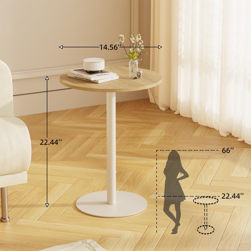 Katrawu C Shaped Round End Table, Small Side Table for Couch,Tv Trays for Eating,Snack Sofa Tray Table with Metal Leg for Living Room, Bedroom, Bedside,and Office (Rustic Oak) - Image 3