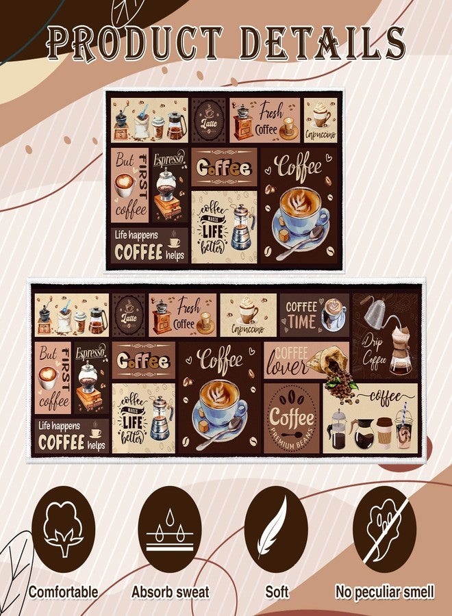 InIsaJace Coffee Kitchen Mats for Floor Rugs for Kitchen Floor Fatigue Mat 2 Piece Set Kitchen Absorbent and Washable Runner Rugs Farmhouse Style Non Slip Kitchen Rug, 15x27+15x47 Inch - Image 3