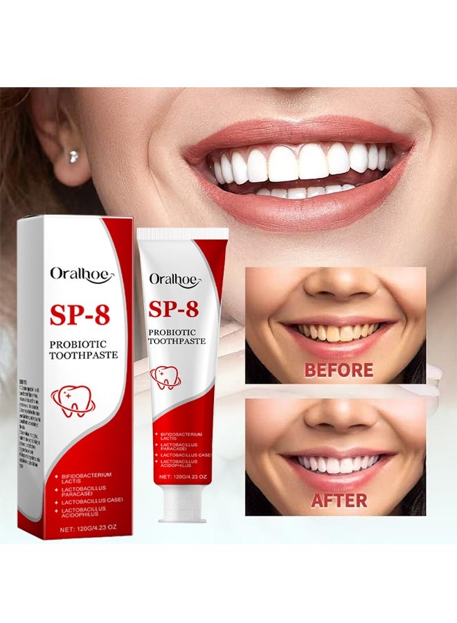 ORALHOE Sp 8 Probiotic Toothpaste for Stain Removal, Deep Cleaning Care Toothpaste, Fresh Breath Stain Removal (120 g) - Image 1