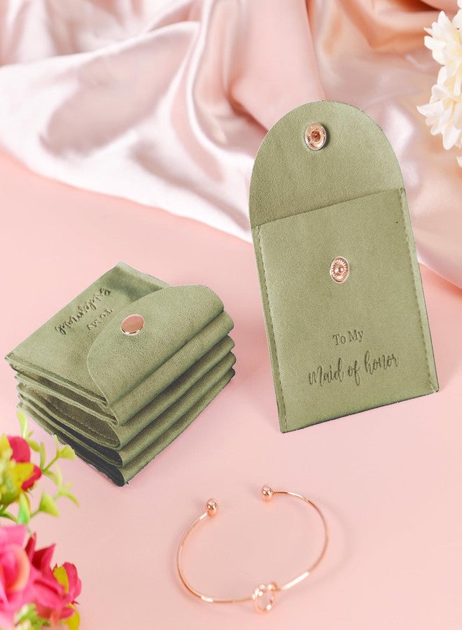 DHQH 6 Pcs Jewelry Bag Bridesmaid Bracelet Gifts, Set of 6 Microfiber Small Drawstring Bags with Bridesmaid Knot Bracelets, Bridal Party Favors (Green) - Image 5