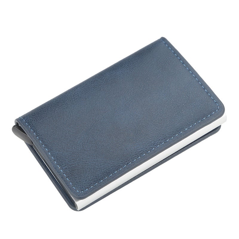 Baellerry Men's Unisex Card Holder, Aluminum Alloy Anti-Magnetic & Anti-Scanning Business Card Case in Navy Blue - Image 1