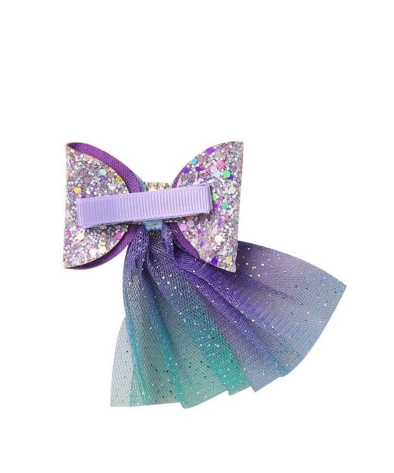Yellow Bee Bow Shimmer Hair Clips Embellished with Net and Stone for Girls, Multi, One Size - Image 3