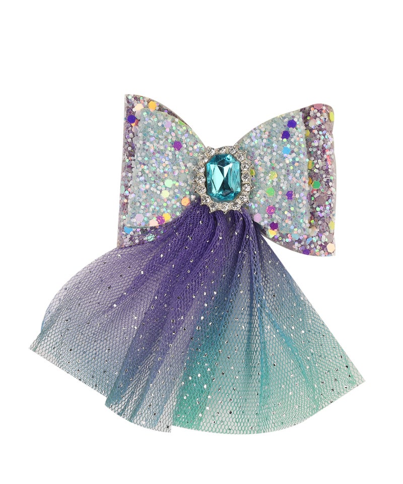 Yellow Bee Bow Shimmer Hair Clips Embellished with Net and Stone for Girls, Multi, One Size - Image 4