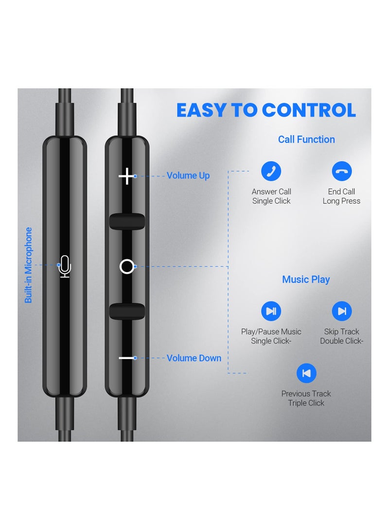 USB C Headphones for Samsung S22+ Ultra S23, Type C Wired Earbuds with Microphone, HiFi Stereo Sound, Volume Control, Magnetic In-Ear Design, Compatible with Android Phones. - Image 5