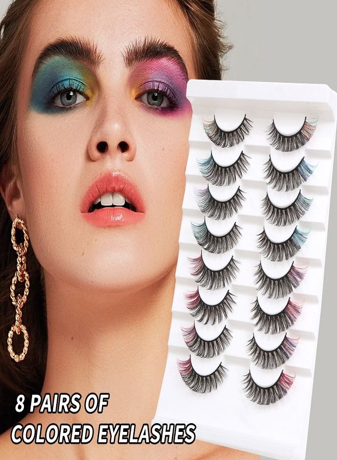 بيوتيفول 8-أزواج 3D المنك الرموش الصناعية الملونة  - Image 2
