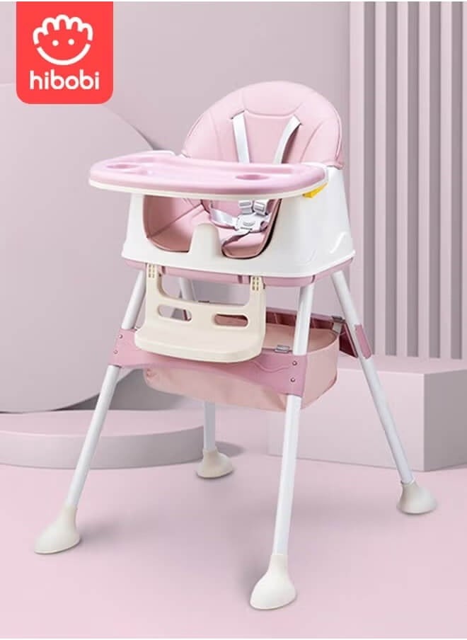 hibobi Multi-Functional Baby High Chair, Removable Seat & Tray For Easy Clean, Adjustable Height Baby High Chair With Dining Tray, Baby Dining Chair For Babies And Toddlers (Pink)  - Image 2