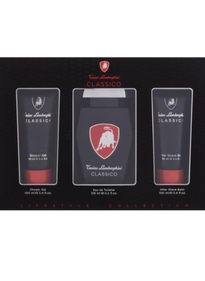 Tonino Lamborghini - Tonino Lamborghini Classico Eau De Toilette 3 Piece Gift Set for Men 125ml - Image 1