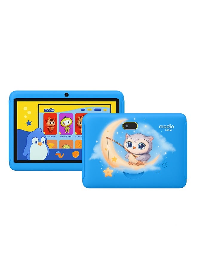 MODIO TAB Modio Kids Tab M5 – 7 Inch HD Display | 6GB RAM + 256GB ROM | Dual Camera | Android 13.0 | Cartoon Design (Blue – Owl on the Moon) - Image 1