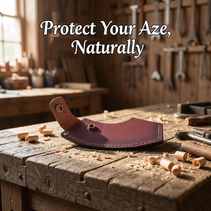 Protective Cover, Large Leather Sheath with Buckle, Classic Brown Full Grain Cowhide Hatchet Sheath, 5.1 in / 130 Mm for 4.3 in / 11 Cm Blade - Image 2