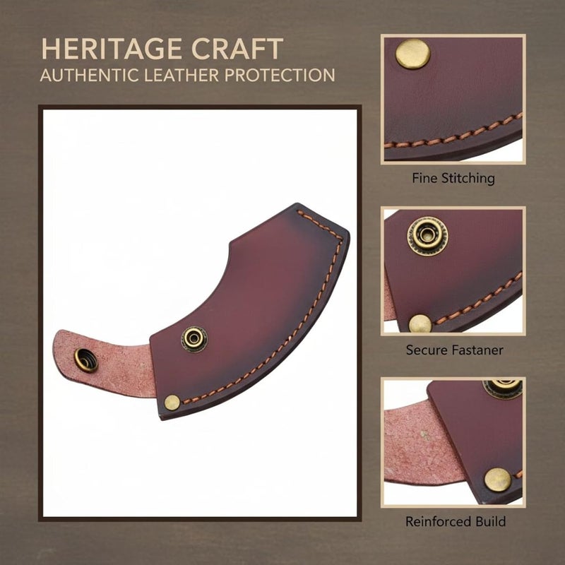 Protective Cover, Large Leather Sheath with Buckle, Classic Brown Full Grain Cowhide Hatchet Sheath, 5.1 in / 130 Mm for 4.3 in / 11 Cm Blade - Image 3