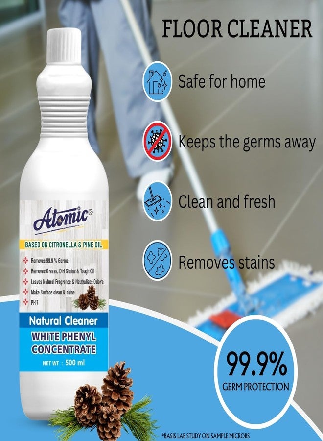 Atomic Phenyl Surface Disinfectant- 500 ml, Best Floor Cleaner Liquid for Home & Offices to Removes Dirt|Grime & Kills 99.9% Germs|India's #1 Recommend Floor Cleaner - Image 3