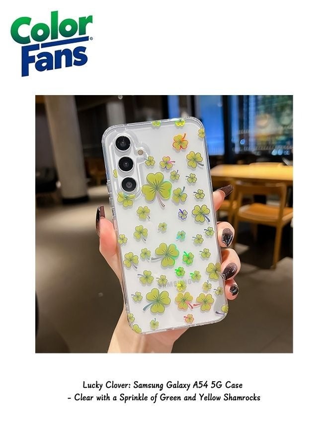 Lucky Clover: Samsung Galaxy A54 5G Case - Clear with a Sprinkle of Green and Yellow Shamrocks