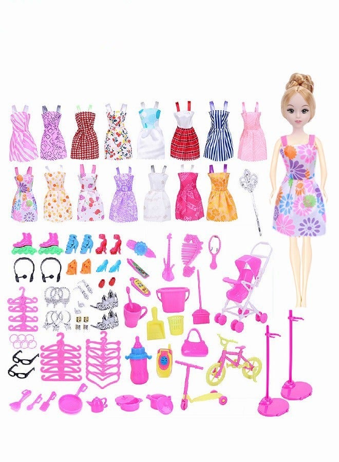 DURKU 114 Pcs Doll Clothes and Accessories Set, Fashion Design Kit for 30cm Doll, Colorful Unique Doll Stuff, Fashion Doll Clothes Set, Easy to Put on and Take Off, Perfect Gifts for Girls(Excluding Dolls) - Image 1