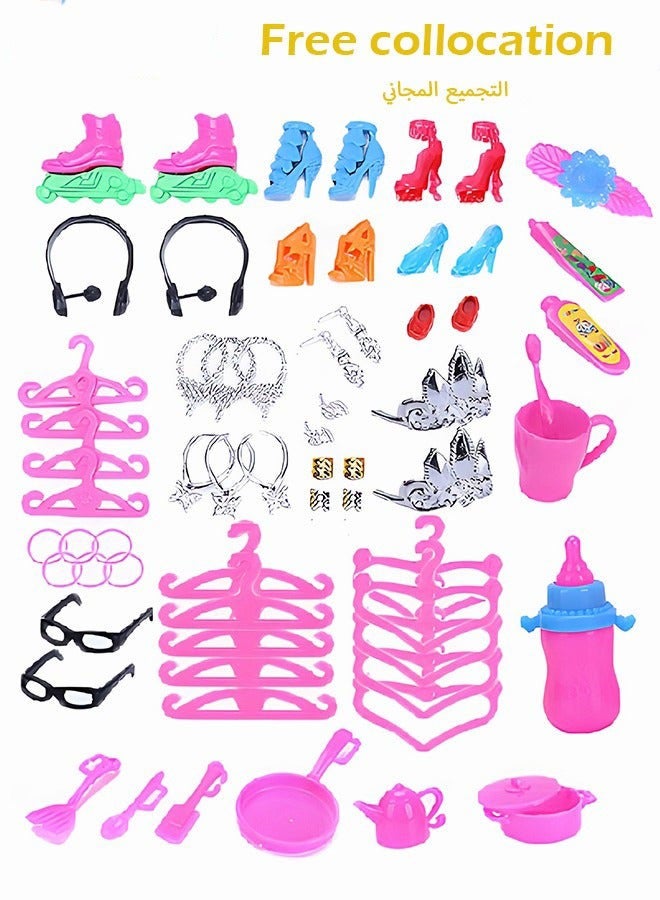 DURKU 114 Pcs Doll Clothes and Accessories Set, Fashion Design Kit for 30cm Doll, Colorful Unique Doll Stuff, Fashion Doll Clothes Set, Easy to Put on and Take Off, Perfect Gifts for Girls(Excluding Dolls) - Image 4