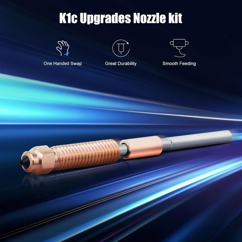 إكسفور مجموعة فوهات K1، 0.4 مم، 0.6 مم، 0.8 مم، 3 قطع فوهات فولاذ مقوى K1c، تبديل سريع للطباعة عالية السرعة والطارد عالي التدفق، متوافقة مع طابعات Creality K1/K1C/K1 Max/Ender 3 V3 ثلاثية الأبعاد - Image 2