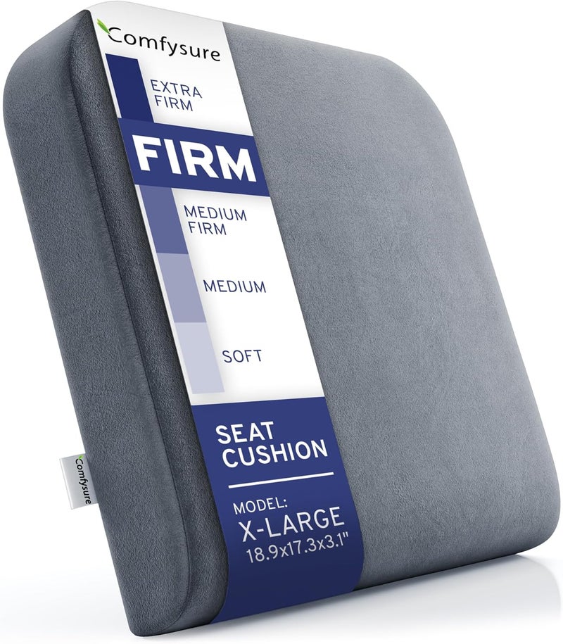 ComfySure Seat Cushion Extra Large - Firm Memory Foam Chair Pad for Recliner, Wheelchair, Office Chair, Stadium, Bleacher, Car, Floor, Patio Furniture, Bariatric Overweight Users 19”x17”x3” - Image 1