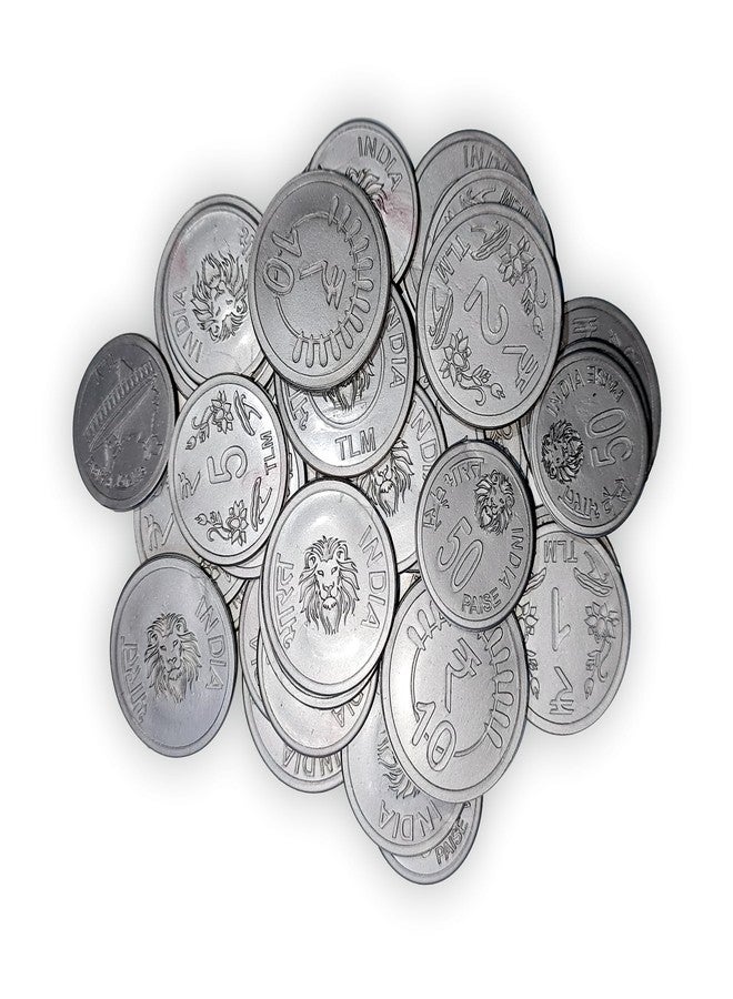 Edulearnable Dummy Currency Coins Real Looking Plastic Fake Prop Pretend Money Kids Learning Teachers Kit - Learn Counting Skills, Play Games Educational Toys - Varying Size (50p 1 2 5 and 10) 58pcs - Image 1