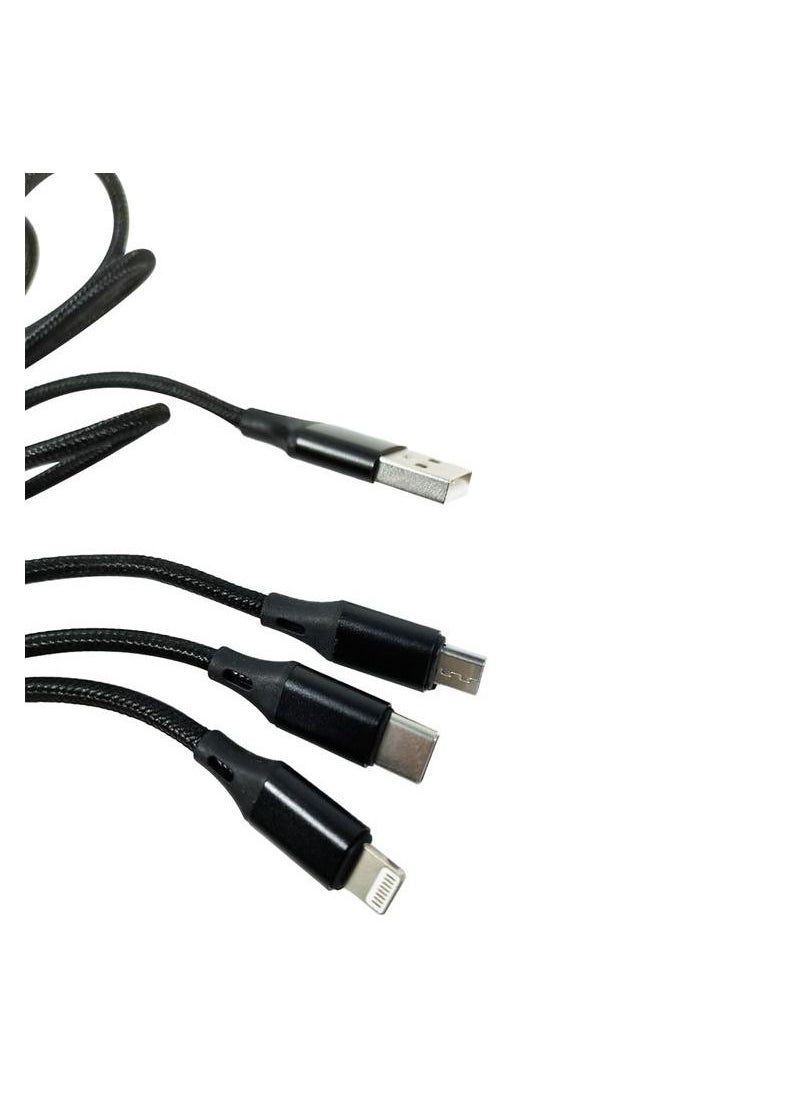SKY DOLPHIN - CHARGING CABLE  3 IN 1 2.4A FOR LIGHTNING, MICRO, TYPE-C, (1.2M) MODEL: S63E - SKYDOLPHIN - Image 1