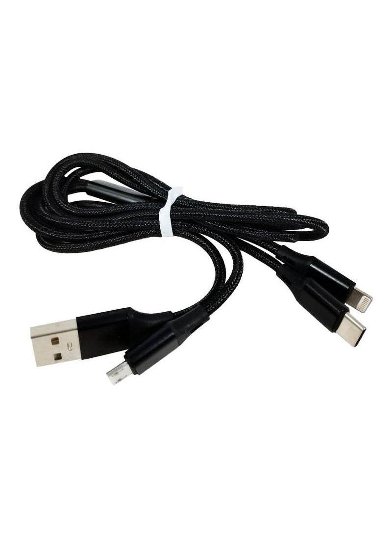 SKY DOLPHIN - CHARGING CABLE  3 IN 1 2.4A FOR LIGHTNING, MICRO, TYPE-C, (1.2M) MODEL: S63E - SKYDOLPHIN - Image 1