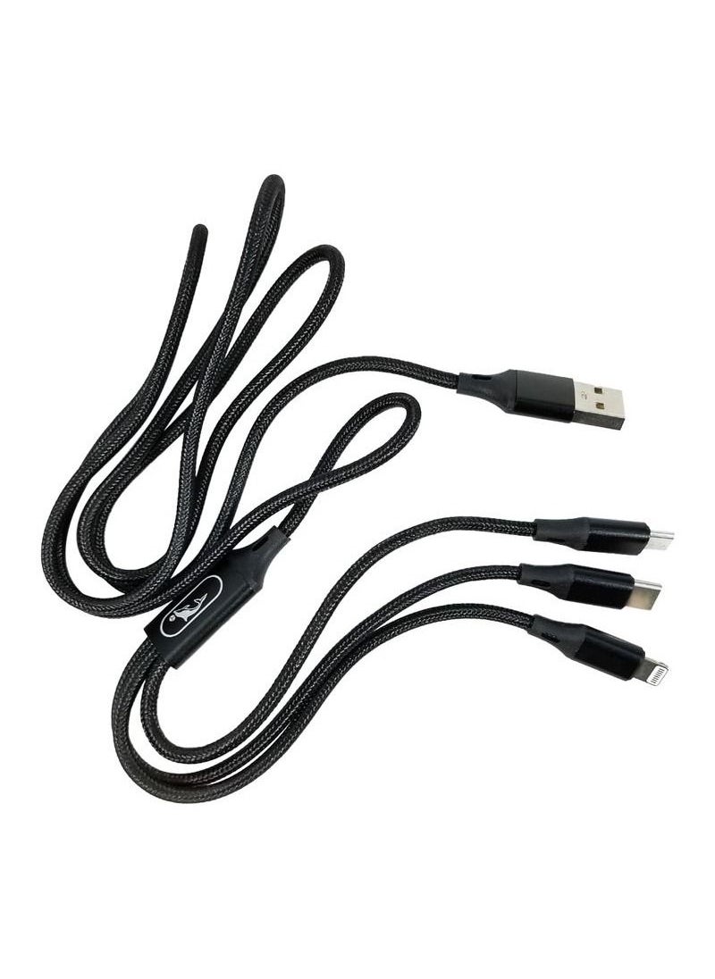 SKY DOLPHIN - CHARGING CABLE  3 IN 1 2.4A FOR LIGHTNING, MICRO, TYPE-C, (1.2M) MODEL: S63E - SKYDOLPHIN - Image 1