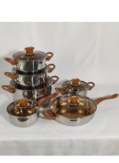 HTH Set of 6 High Quality Stainless Steel Cookware Set Gas Stovetops Compatible for Family Meals Dishwasher Safe  - Image 1