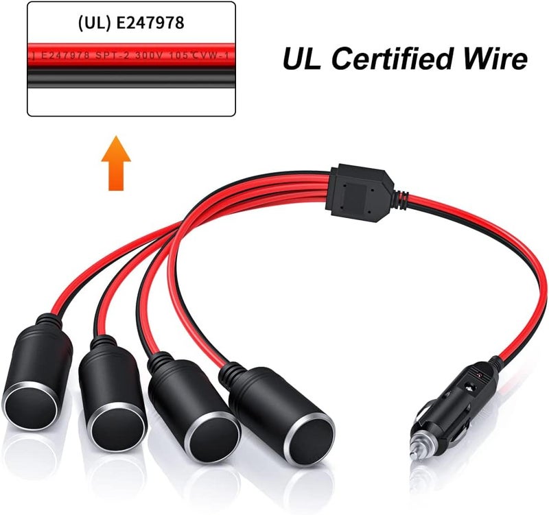 Electop 1 to 4 Car Cigarette Lighter Splitter Adapter Power Charger Port - Image 4