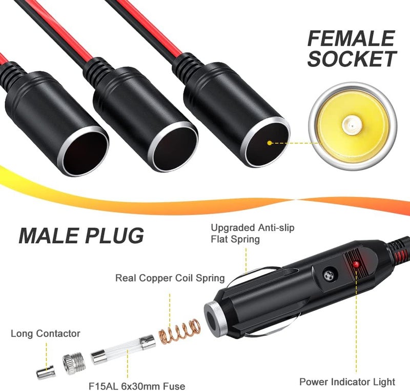 Electop 1 to 4 Car Cigarette Lighter Splitter Adapter Power Charger Port - Image 2