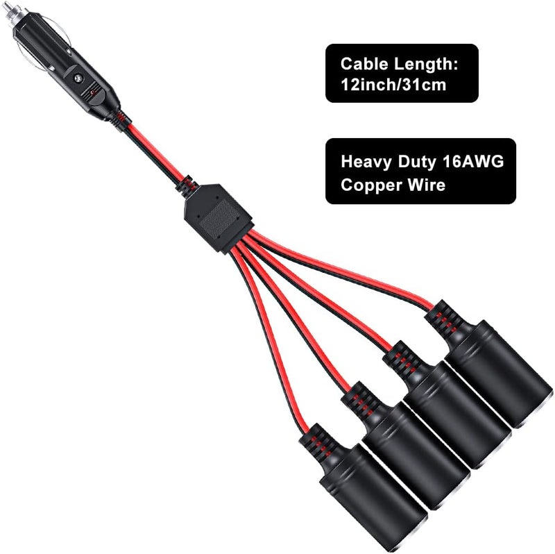 Electop 1 to 4 Car Cigarette Lighter Splitter Adapter Power Charger Port - Image 3