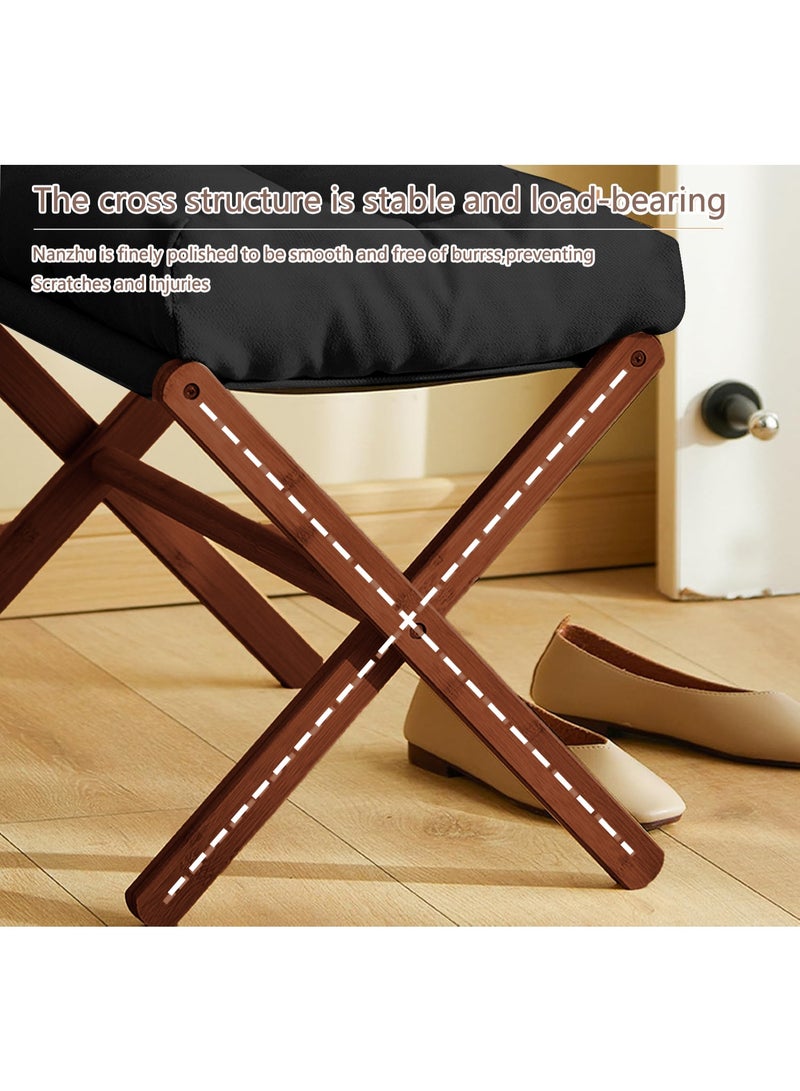 XiuWoo Multifunctional  Foldable Wood Foot Stool, Ottoman Foot Rest, Under Desk Footrest with Removable Soft Foot Rest Pad for Home, Office - Image 5