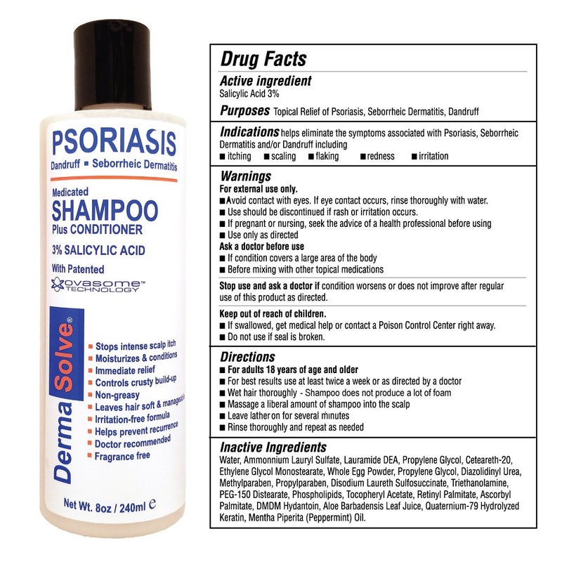 Dermasolve Scalp Psoriasis Medicated Shampoo & Conditioner - Naturally Heals Dandruff Seborrheic Dermatitis Itchy Flakey Inflamed Skin & Provides Soothing Moisturizing Relief - 8 oz bottles (2 Pack) - Image 5