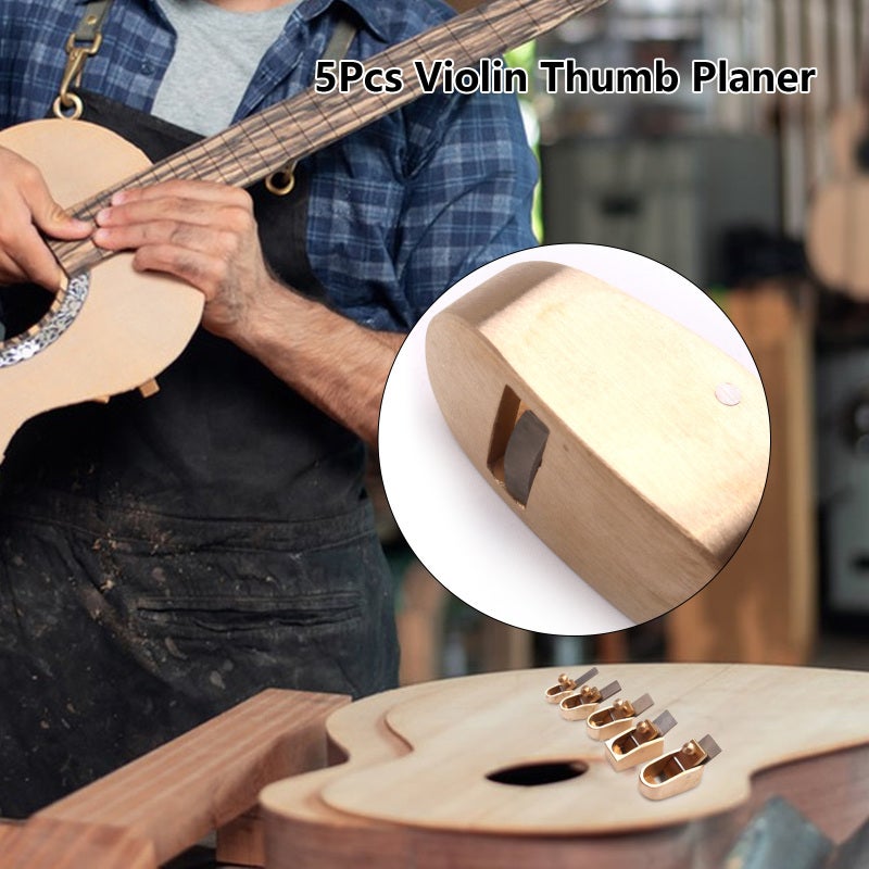Violin Thumb Planer Set: 5 Brass 8-18mm Curved Sole Planers - Adjustable Sharp Steel Blades for Luthiers DIY Instrument Makers - Image 4