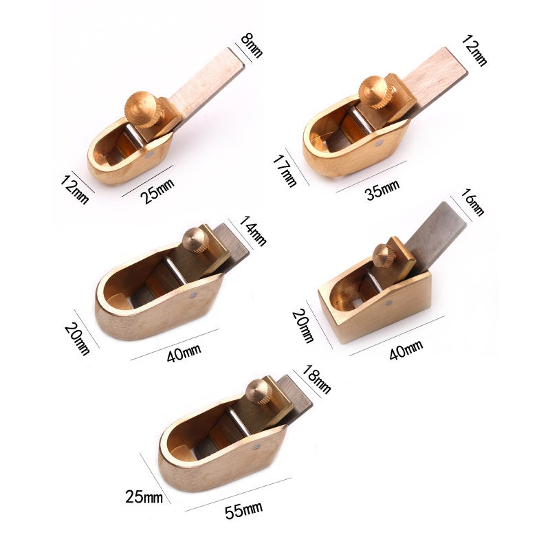 Violin Thumb Planer Set: 5 Brass 8-18mm Curved Sole Planers - Adjustable Sharp Steel Blades for Luthiers DIY Instrument Makers - Image 2