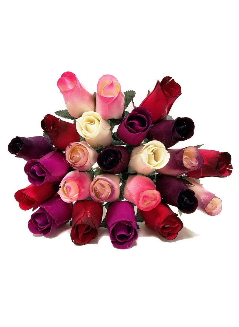 Dycica Shop Zoombie 24 Realistic Wooden Roses  Berry Rose Buds 1091 