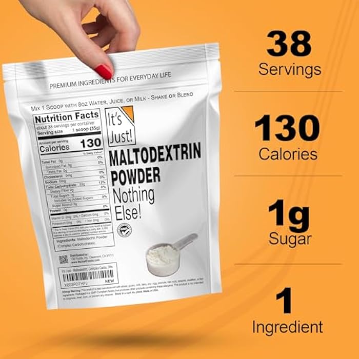 It's Just! - Mass Gainer Powder, 100% Maltodextrin (Complex Carbohydrates), Sustained Energy, Rapid Absorption, Non-GMO, Easily Add to Any Protein Shake, 3lbs / 38 Servings - Image 5