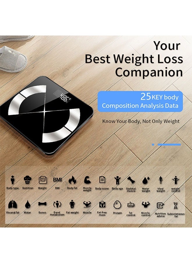 Generic Bluetooth Body Fat Scale, Smart LCD Health Wireless Bathroom Weight Scale, Body Composition Analyzer with Smartphone App for 14 Key Body Indicators(Black)  - Image 3